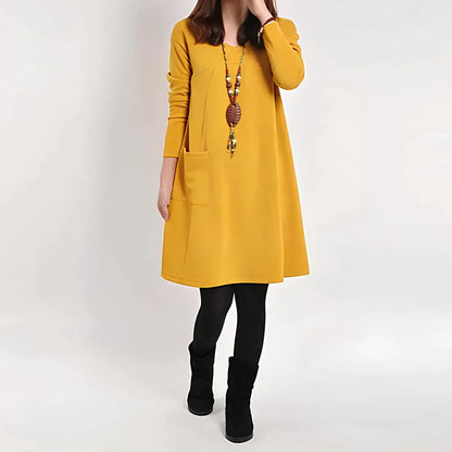 Vestido con bolsillos de manga larga | Amora