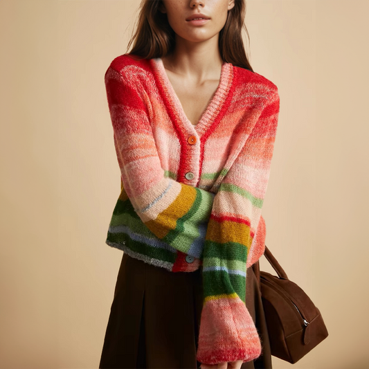 Chaleco Quyen | Rainbow Striped Button-Up Vest