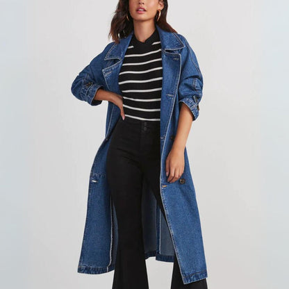 Gabardina vaquera larga para mujer