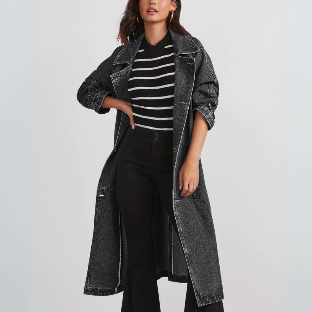 Gabardina vaquera larga para mujer