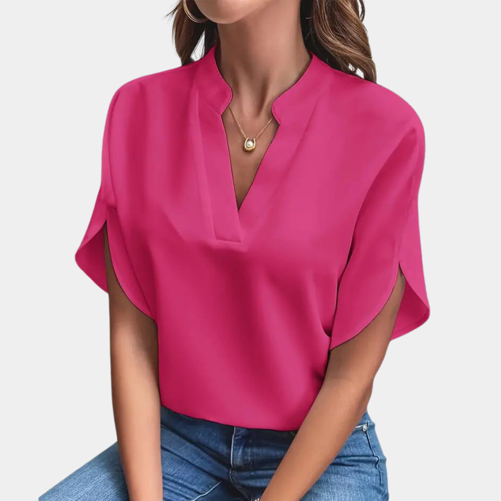Aiva - Blusa de manga corta para mujer