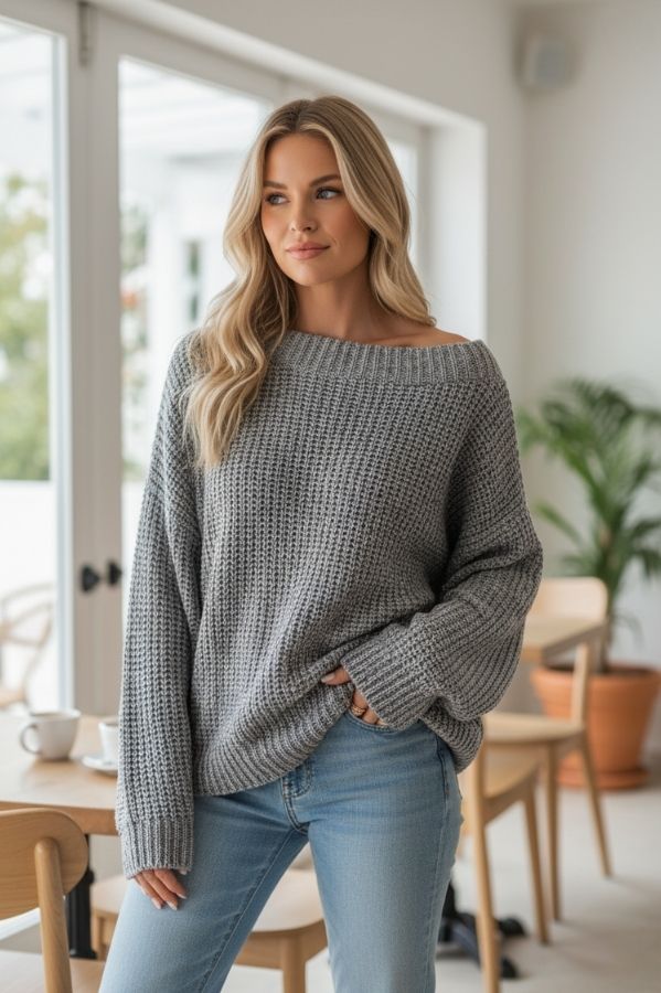 Amaya | Jersey cómodo de cuello ancho para mujer, informal y elegante