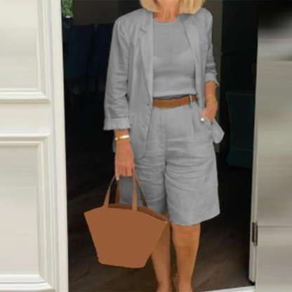 Conjunto de chaqueta y pantalón corto de lujo para mujer