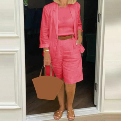 Conjunto de chaqueta y pantalón corto de lujo para mujer