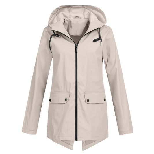 Chubasquero casual ligero con capucha y cremallera para mujer | Ideal para otoño/invierno