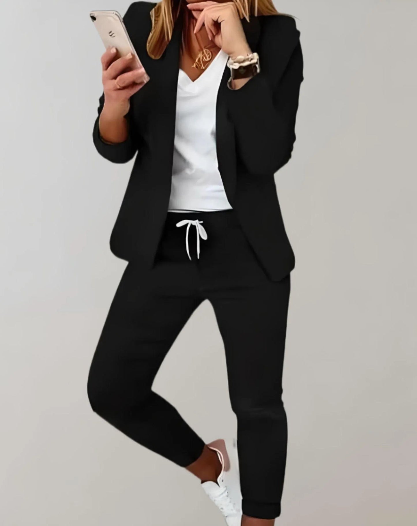 Conjunto de dos piezas | HOPE | Mezcla de algodón en gris, negro, marrón, blanco y caqui | Perfecto para todas las estaciones