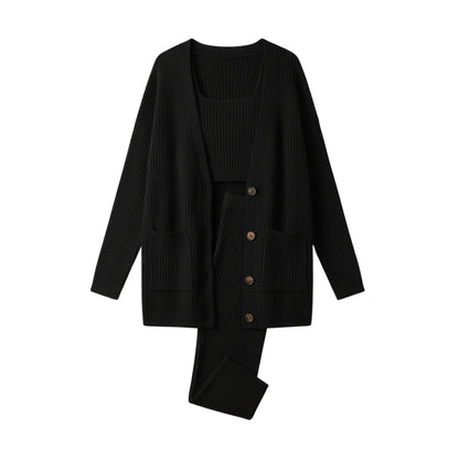 Arden | Conjunto de tres piezas para mujer: cárdigan, chaleco y pantalones