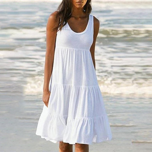 Vestido de playa sin mangas con escote redondo