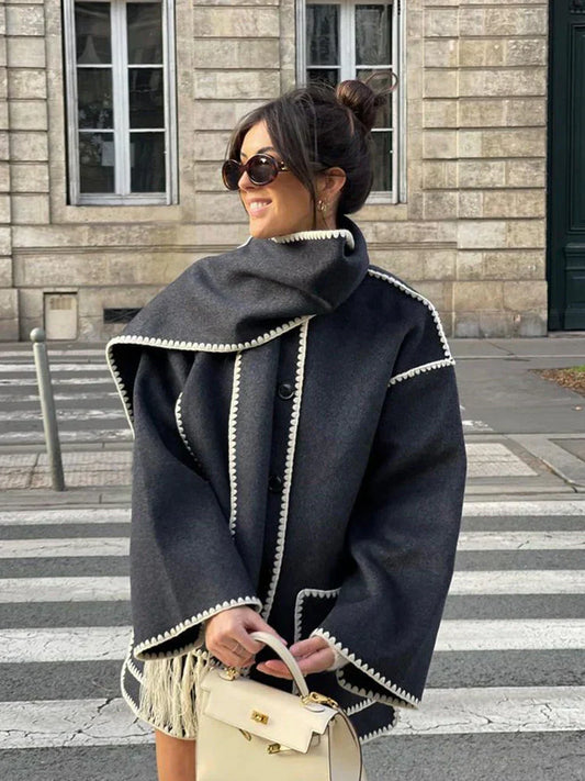 Atidu | Chaqueta de gala para mujer con bufanda, elegante y cómoda