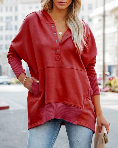 Avalon - Sudadera informal con mangas murciélago y fino escote en V