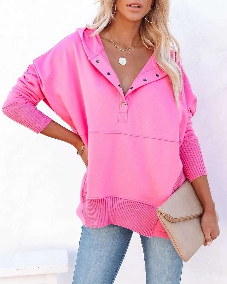 Avalon - Sudadera informal con mangas murciélago y fino escote en V