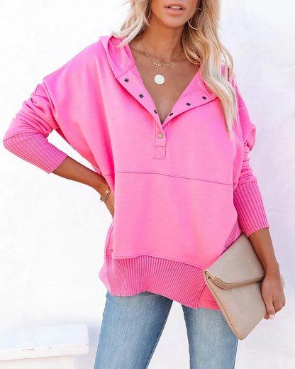 Avalon - Sudadera informal con mangas murciélago y fino escote en V