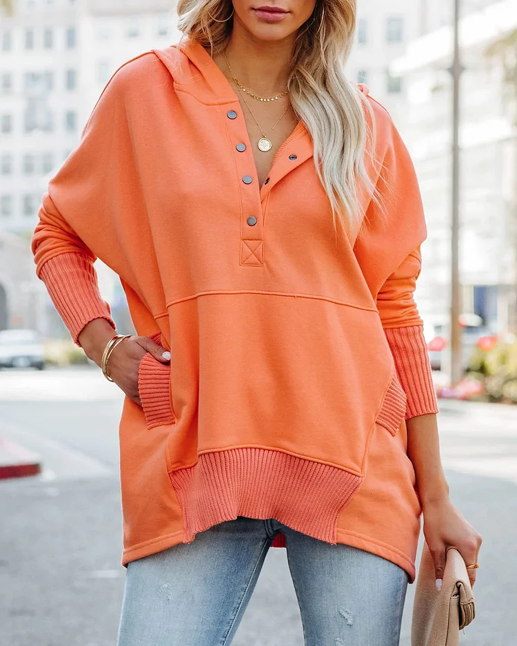 Avalon - Sudadera informal con mangas murciélago y fino escote en V