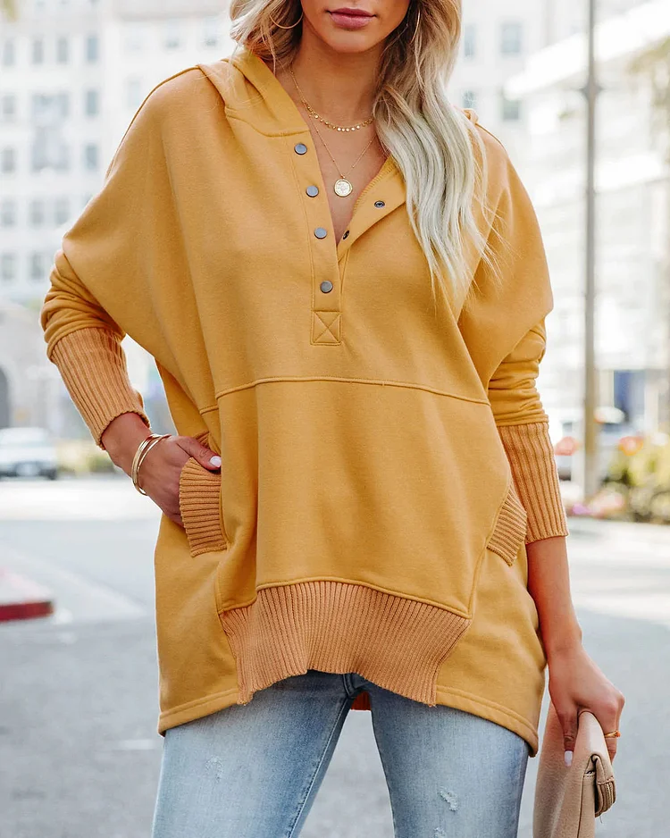 Avalon - Sudadera informal con mangas murciélago y fino escote en V