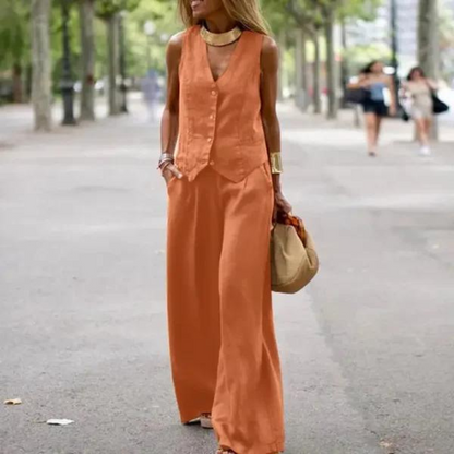 Elegante conjunto para mujer - top y pantalón