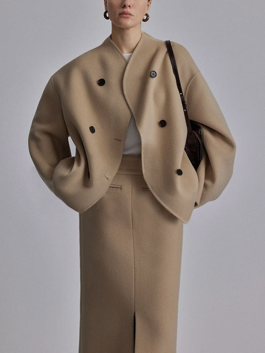 Chaqueta oversize con doble botonadura para mujer, chic y a la moda