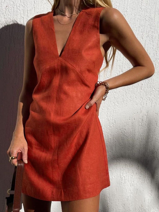 Estiloso mini vestido con escote en V para mujer