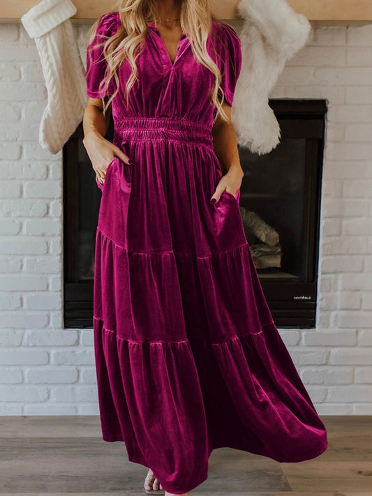 Mi vestido de terciopelo color magenta
