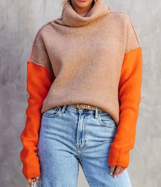 Sophie - Jersey de cuello alto vibrante para mujer