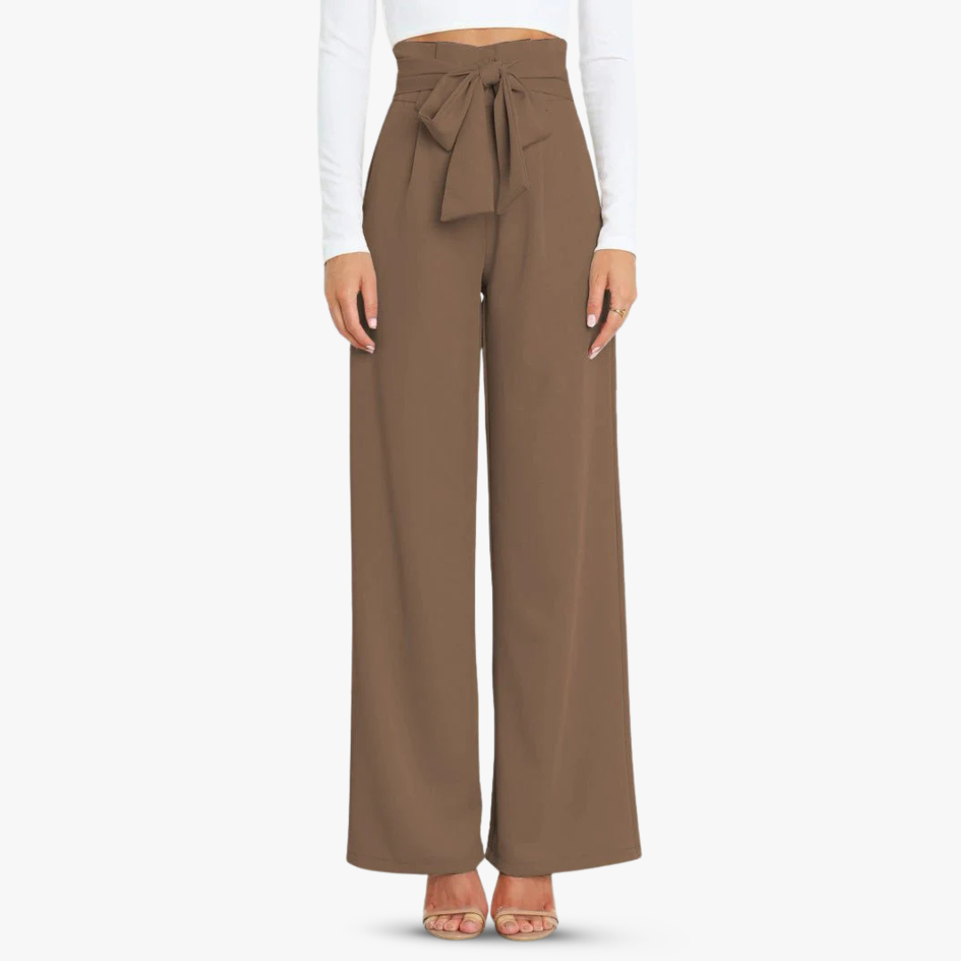 Pantalones anchos de mujer con cinturón de corbata