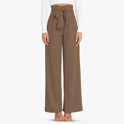 Pantalones anchos de mujer con cinturón de corbata