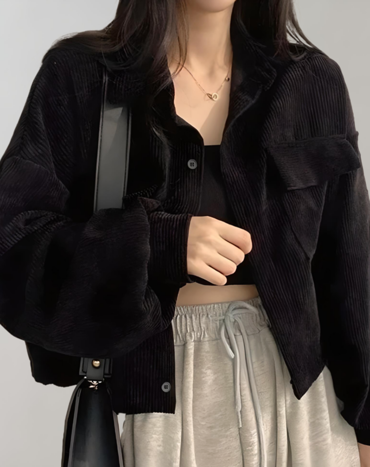 Chaqueta grande con bolsillos en el pecho para mujer