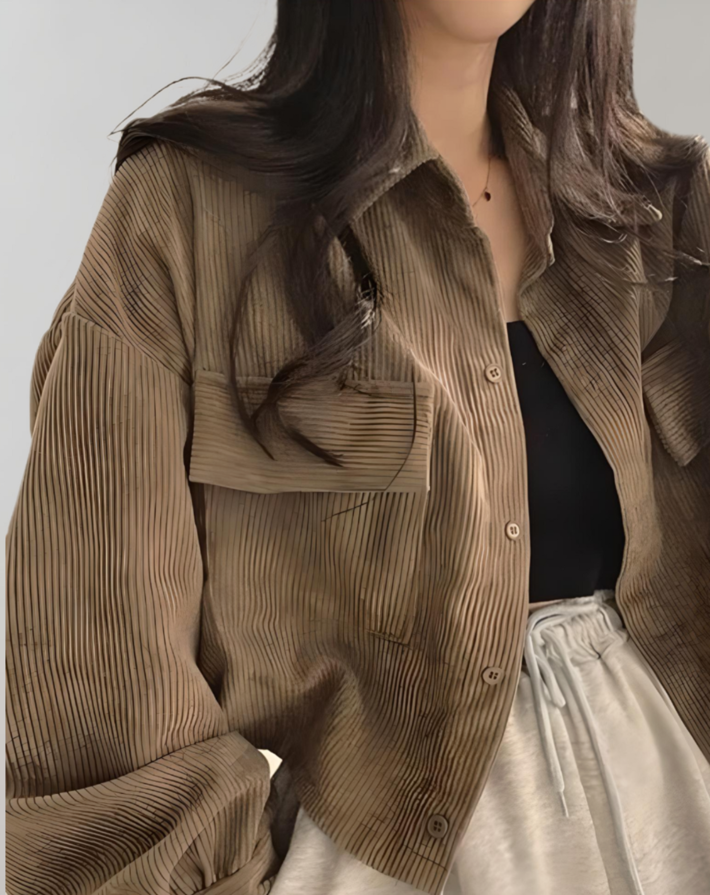 Chaqueta grande con bolsillos en el pecho para mujer