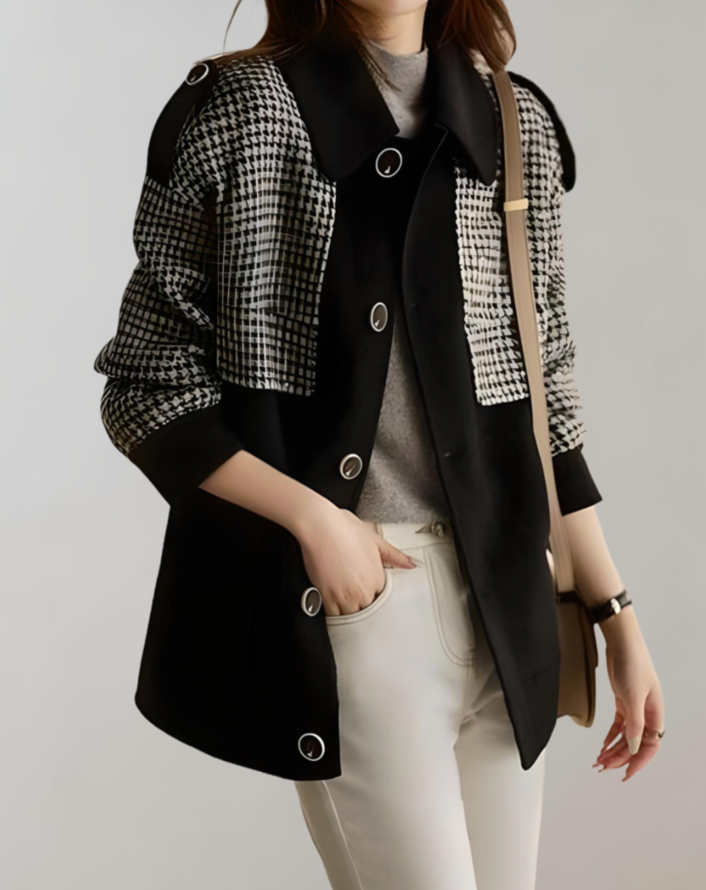 Aira Coat | Abrigo oversize bicolor con botones