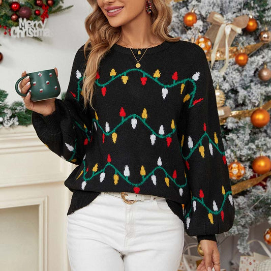 Xydrine Sweater | Jersey de mujer con estampado de luces navideñas