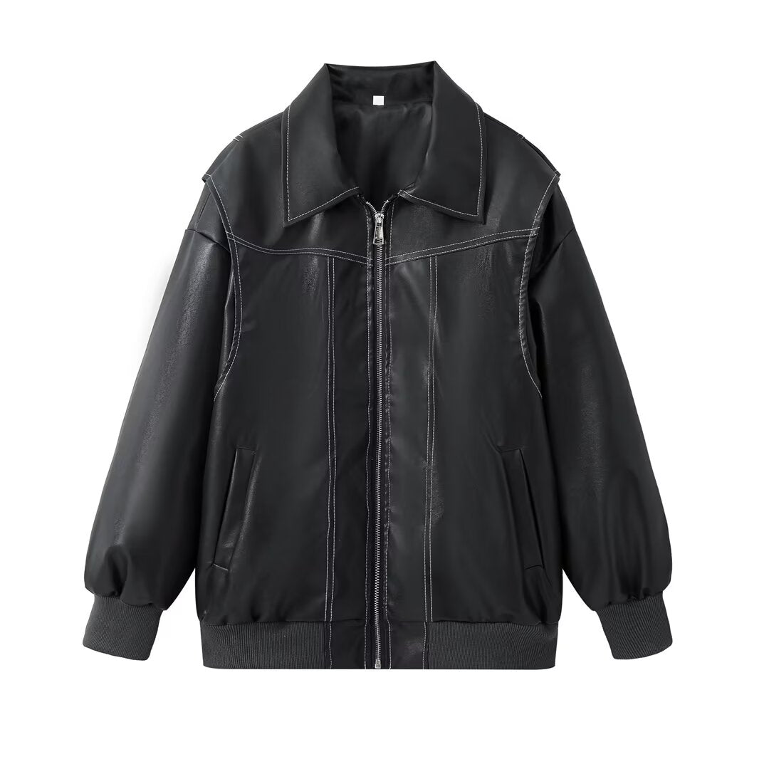 Élodie - Chaqueta de cuero oversize