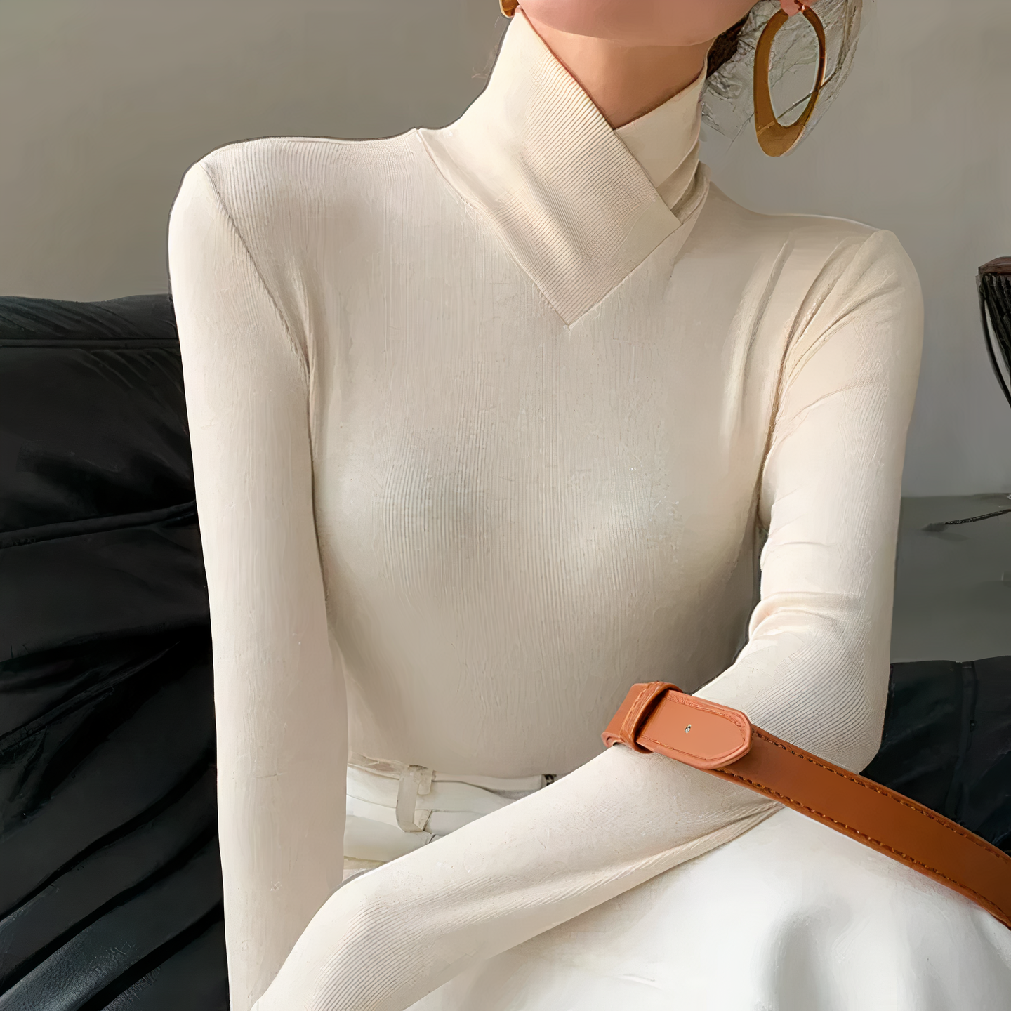 Jersey de cuello alto con cuello cruzado | Briella