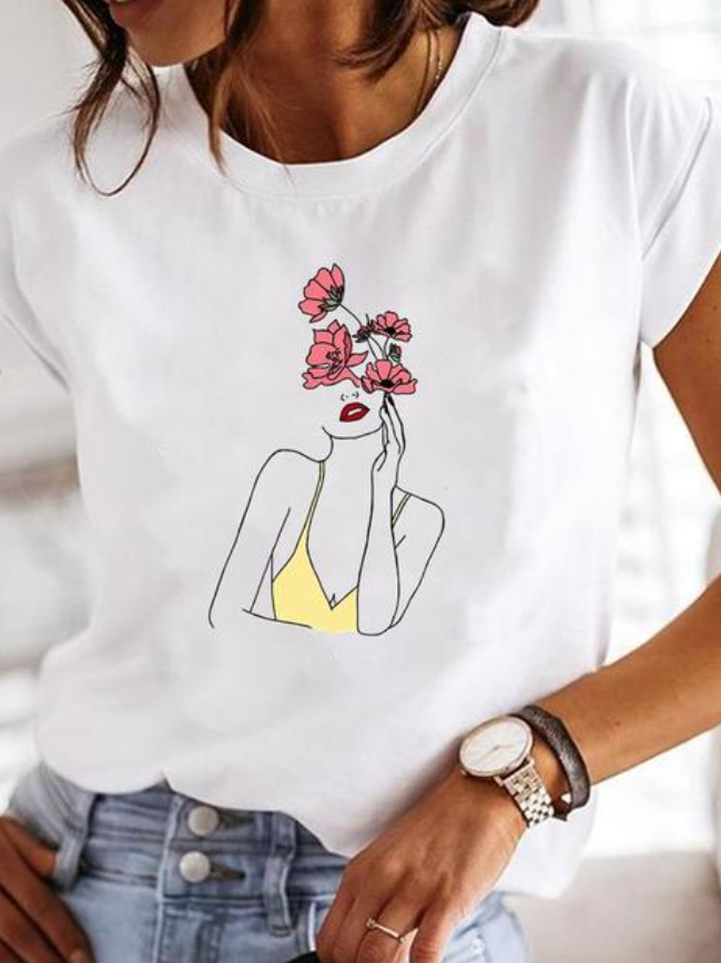 Osalinda - Elegante camiseta con extravagantes motivos veraniegos
