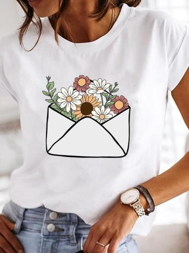 Osalinda - Elegante camiseta con extravagantes motivos veraniegos