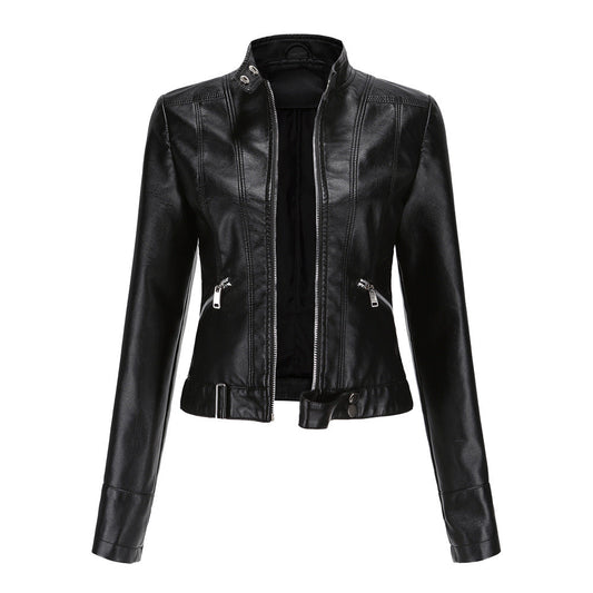 Elegante chaqueta de cuero para mujer