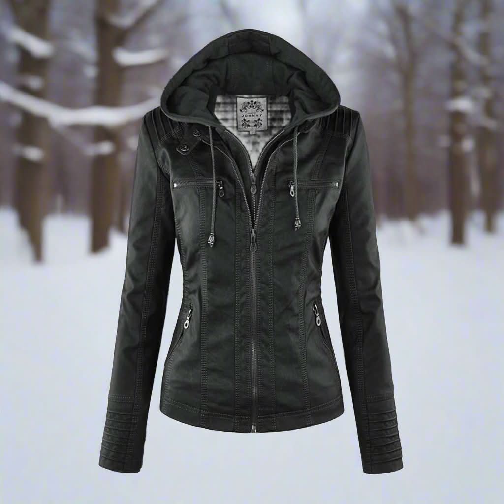 Chaqueta motera elegante, acogedora y de alta calidad para mujer