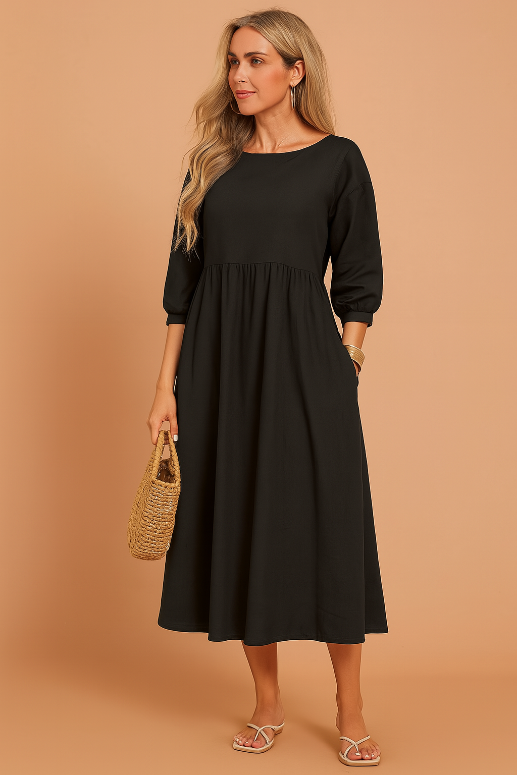 Sukienka Midi Typu Smock