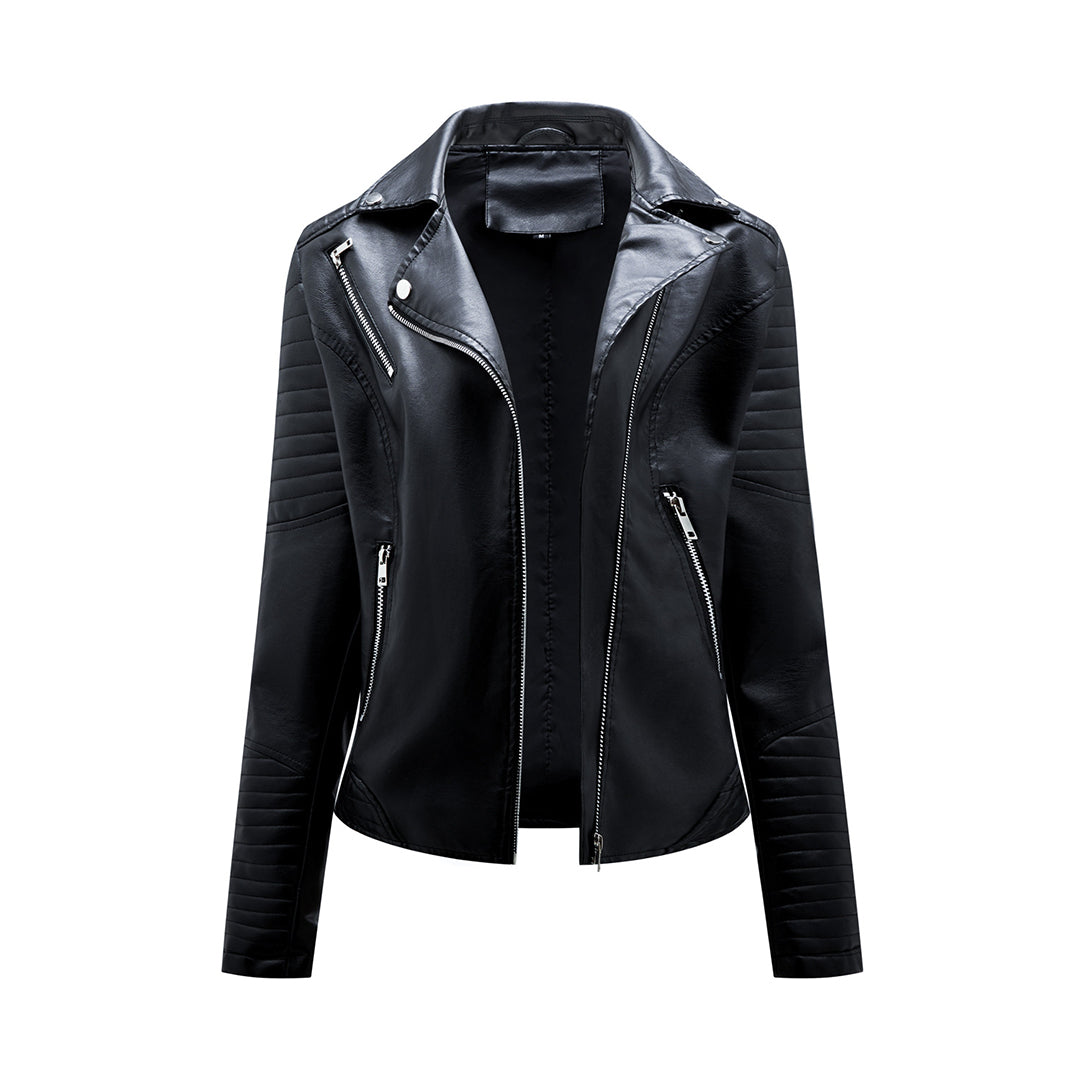 Elegante chaqueta de cuero para mujer