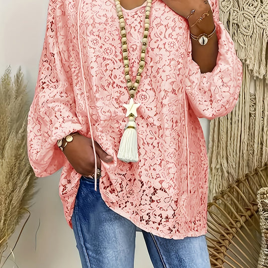 Blusa - Mangas largas y detalles de encaje