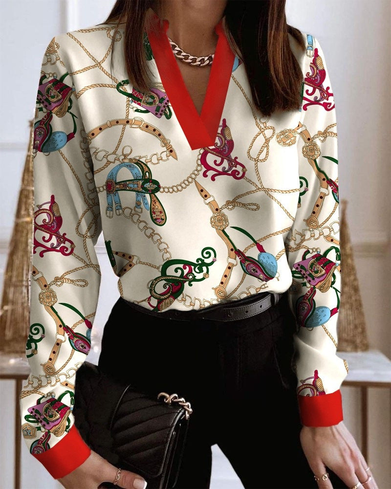 Blusa - Cuello en V y diseño holgado