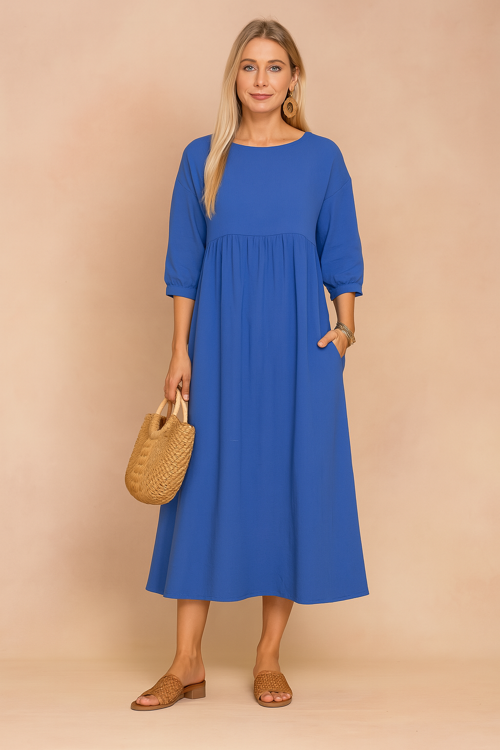 Sukienka Midi Typu Smock