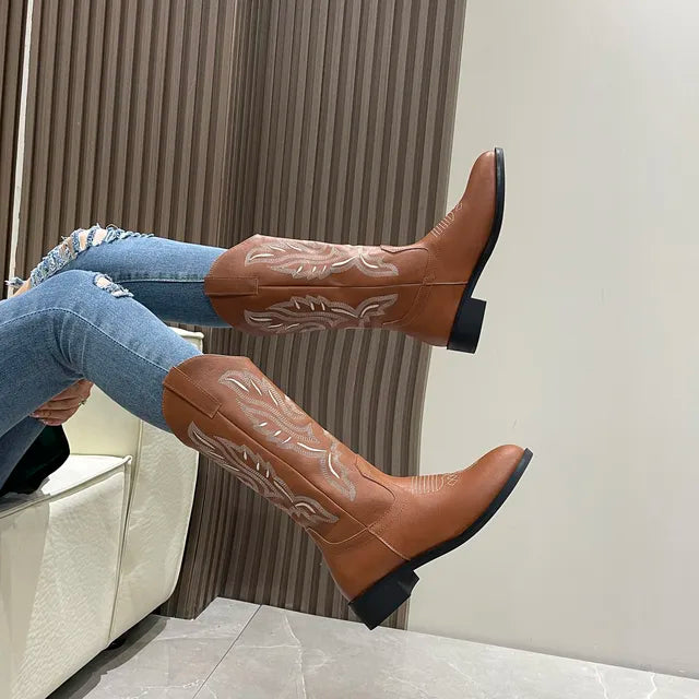 Henriette - Botas altas Western bordadas para mujer