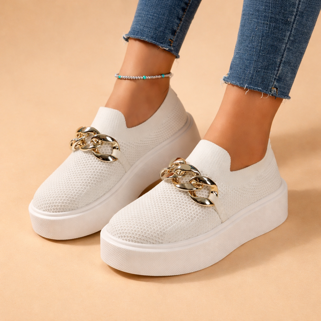 Damskie Buty Na Platformie Z Łańcuchem