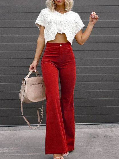 Elegantes pantalones de corte alto para mujer