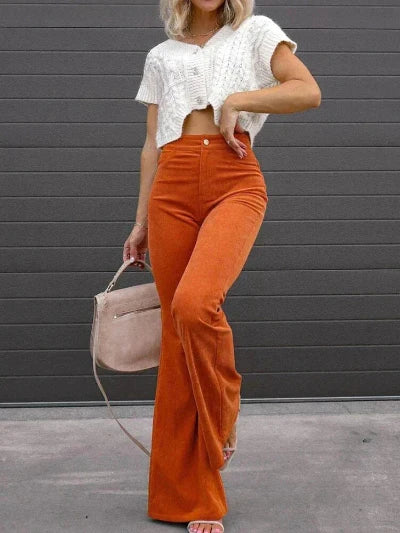 Elegantes pantalones de corte alto para mujer