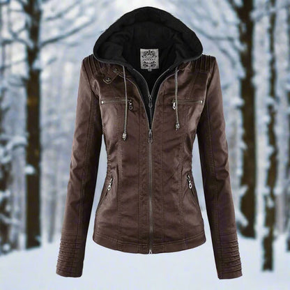 Chaqueta motera elegante, acogedora y de alta calidad para mujer