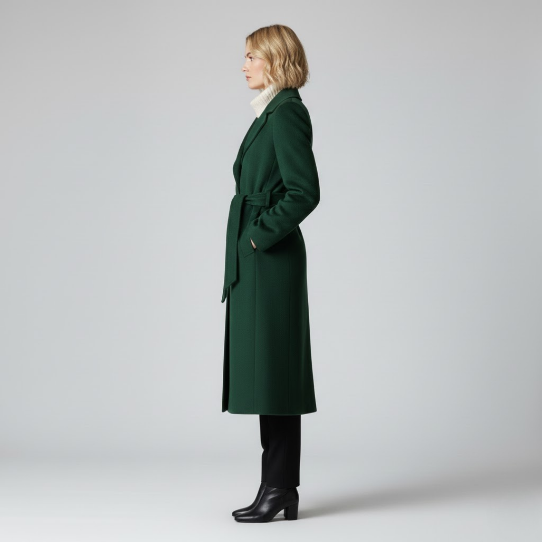 Zielony długi płaszcz