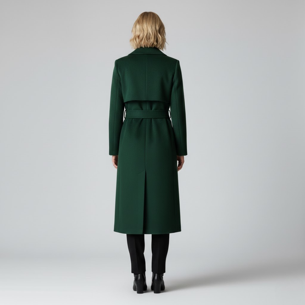 Zielony długi płaszcz