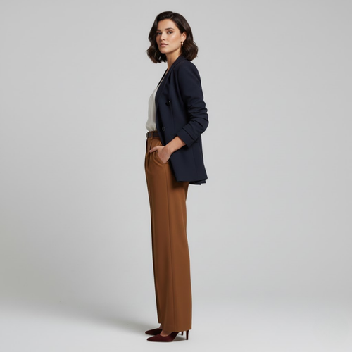 Brązowe spodnie z wysokim stanem