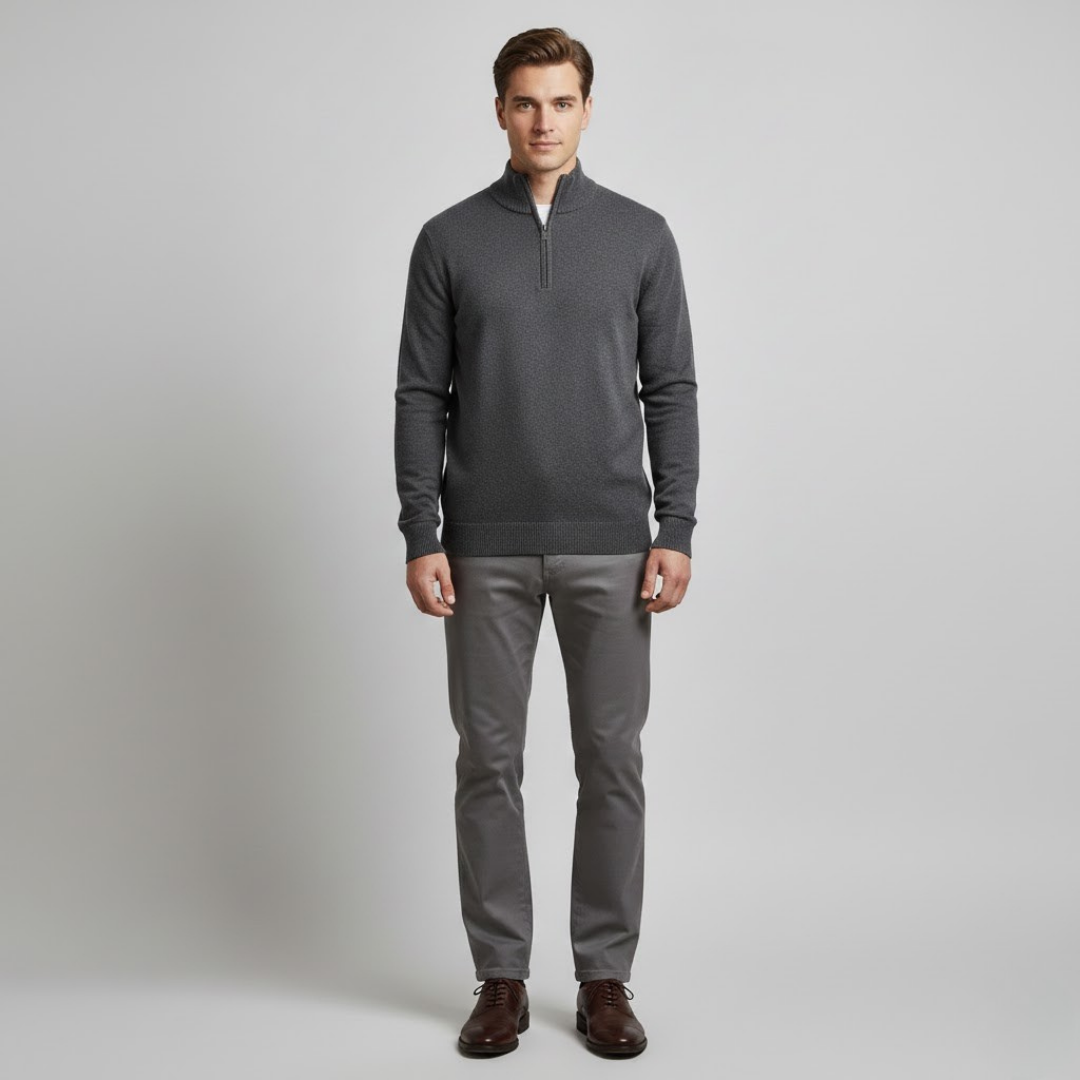 Męski sweter z zamkiem do połowy