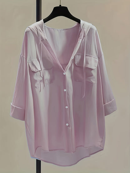 Blusa con capucha y botones - Detalle de cordón y ajuste cómodo